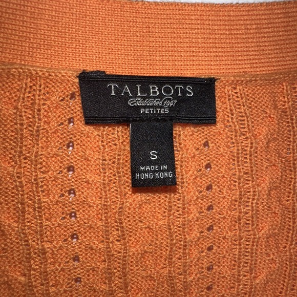 Talbots Petites Small Orange Ribbed Knit Cardigan Sweater Button Front - Picture 2 of 13